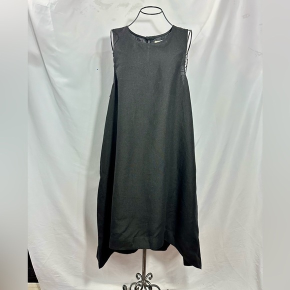 Magic Linen Nida black midi high low dress size M - Picture 2 of 8